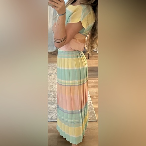 Vintage Linen Pastel Pleated Skirt Set size 4 - Picture 3 of 3